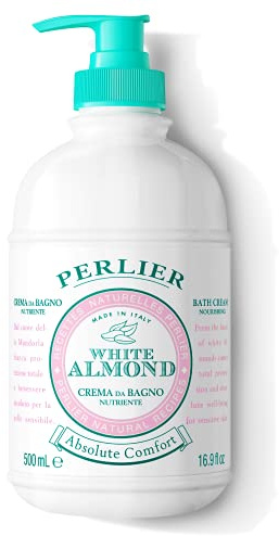 Perlier White Almond Shower & Bath Cream - Nourishing & Soothing Luxury Bath Cream Made with Almond Oil for Deep Moisturization and Hydration (16.9 Fluid Oz.)