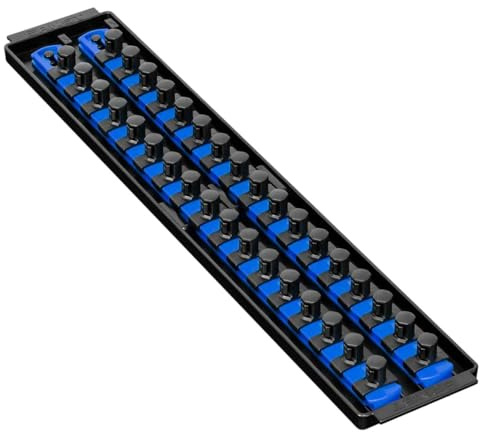 Ernst Manufacturing 19-Inch Socket Boss 2-Rail 1/2-Inch-Drive Socket Organizer, Blue (8457)