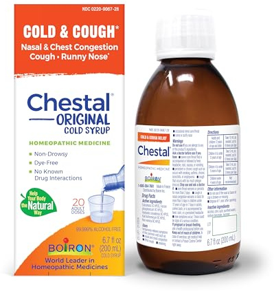 Boiron Chestal Adult Cold and Cough Syrup for Nasal and Chest Congestion, Runny Nose, and Sore Throat Relief - 6.7 Fl oz