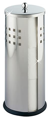 WENKO Portarrollos de reserva para papel higiénico de acero fino Ancona acero inox, Acero inoxidable, 13 x 34 x 13 cm, Brillante