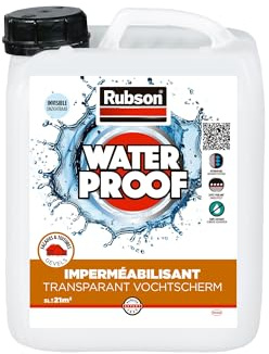 RUBSON - Imperméabilisant Extérieur pour Mur, Sol et Toitures Waterproof, Transparent, 5l – Protection contre les infiltrations d’eau, Color Less