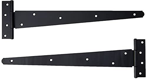 Merriway BH01991 Hochbelastbares T-Scharnier 400 mm, Schwarz lackiert / Weiß, 2 Stück