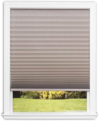 Redi Shade No Tools Easy Lift Trim-at-Home Cordless Pleated Light Blocking Fabric Shade Natural, 30 W x 64 L, (Fits windows 19 in - 30 in)