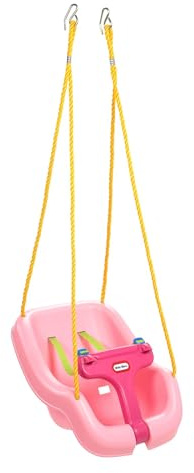 Little Tikes Snug 'n Secure Pink Swing with Adjustable Straps, 2-in-1 for Baby and Toddlers Ages 9 Months - 4 Years,16D x 16.3W x 17H