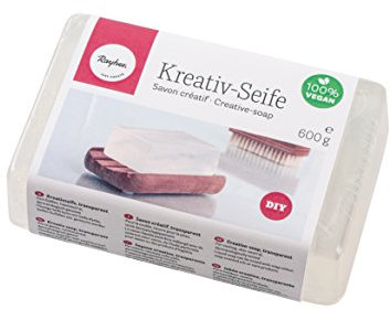 Rayher 34227000 Blocco di Sapone Base, 600 g, Sapone Grezzo Fai Da Te Creativo con Glicerina, 100 % Vegano, da Sciogliere, per Sapone Fatto in Casa, Trasparente/Bianco