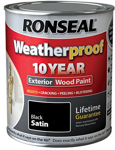 Ronseal Weatherproof 10 Year Exterior Wood Paint Satin 750ml Black