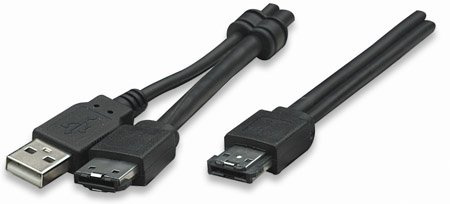 3 ft. eSATA+USB Combo Port to eSATA Male & USB A Male Cable, Manhattan 325301