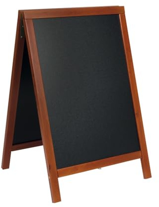 SECURIT - Lavagna Da Terra Deluxe - Per Pennarelli A Gesso Liquido - Per Caffè, Ristoranti, Bar, Negozi- 55x85 cm - Colore Mogano