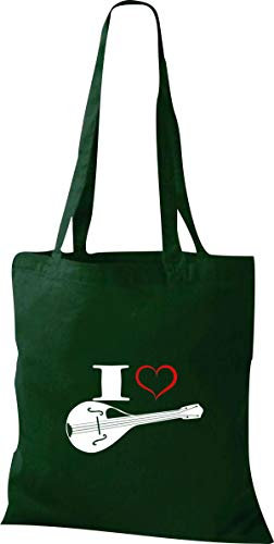 Shirtstown Pochette en tissu Musique I Love Mandoline - Vert - vert,