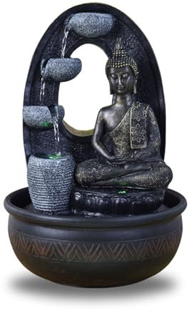 Zen Light, Harmonie - Fontana in poliresina, 26 x 16 x 40 cm, Colore: Nero