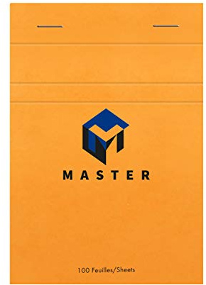 Clairefontaine 10706C - Schreibblock / Notizblock Calligraphe Master, kopfseitig geheftet, DIN A6 10,5x14,8 cm, 50 Blatt kariert, 70g, Orange, 1 Stück