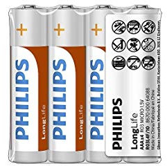 Philips Piles AAA - R03L4F - Lot de 4 Piles - Technologie au chlorure de Zinc - Durée de Vie de 3 Ans