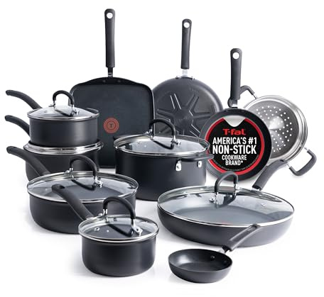 T-FAL E765SH Ultimate Hard Anodized Nonstick Cookware Set, Aluminum, Black