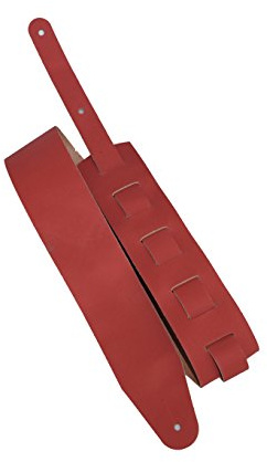 Leder Gitarrengurt 'Pull Up', in 18 Farben, 2 Längen und 3 Breiten, Echtleder, Farbe:rot, Größe:6cm breit / 90-130cm lang