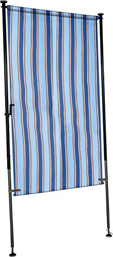 ANGERER Balkonsichtschutz Exklusiv blau gestreift, 150 cm | Senkrechtmarkise für Sicht- und Sonnenschutz, Montage ohne Bohren, ideal für Mietwohnungen, Made in Germany, waschbarer Stoff