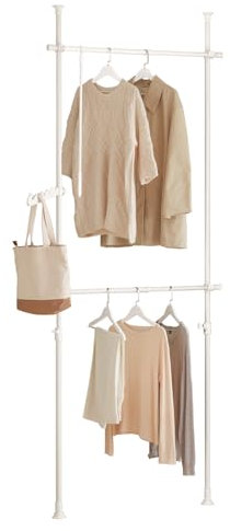 SoBuy Teleskop Kleiderständer, robuster Kleiderstange, verstellbarer offener Kleiderschrank für Schlafzimmer, Garderobenständer, Weiß FRG109-W