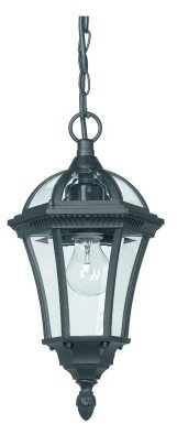 Happy Homewares Black Exterior Hanging Porch Lantern Pendant Light