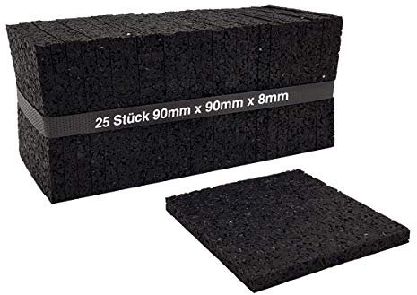 25 piezas de almohadilla para terraza de 8 mm, granulado de goma, construcción de terrazas