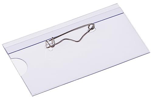 EUROPEL Lot de 24 Porte-badges 75×40 mm – Épingle de sécurité + inserts vierges inclus, PVC transparent, format standard pour bureau, école et réunion