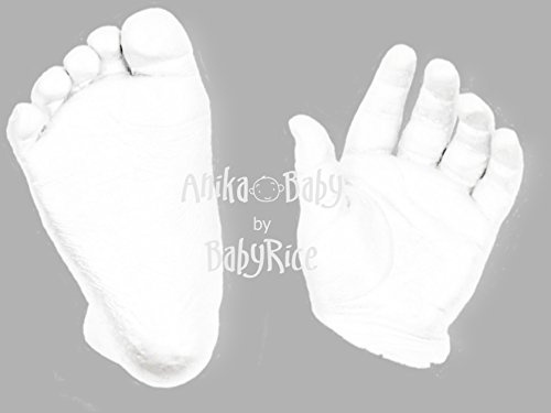 BabyRice 3D Handprints Footprints Baby Casting Kit Cast Baby's Hand and Foot Out of Plaster & Choose Your Paint Colour (White Ivory)