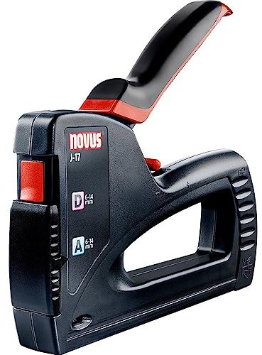 Novus Handtacker J-17, leichtes Kunststoffgehäuse, Verarbeitung von Fein- und Flachdrahtklammern, Schlagkraftregulierung