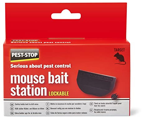 Pest-Stop Mouse Bait Station - Bait Box for Pest Control - Mouse Killer - Mice Control - Fast Acting - All Weather - Indoor and Outdoor - Mice Control for Home, Office, Garden, Industry