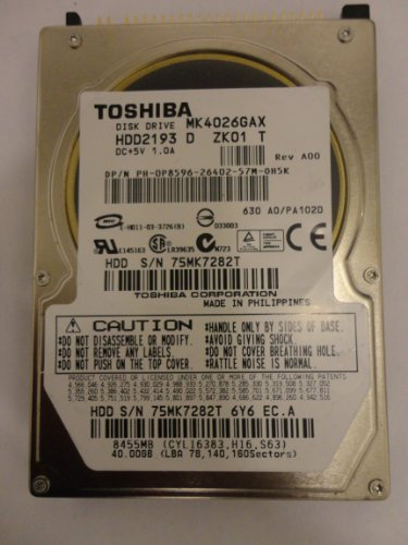 TOSHIBA -HARD DRIVE - 40GB - INTERNAL -2.5 -ATA-100-5400rpm