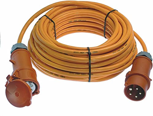 as - Schwabe Starkstrom Verlängerungskabel 25 m H07BQ-F 5G2,5 – 400V, 16A, 6h, ca. 11kW – Für Baustelle, Garten – 5-polige, robuste CEE Verlängerung für Außenbereich – IP44 – Made in Germany, 59625