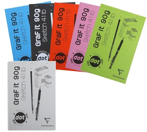 Clairefontaine - Ref 96653C - GRAFiT Glued White Dot Grid Pad (80 Sheets) - A4 (210 x 297mm), 90gsm Paper, DotGrid Rulings, Micro-Perforated Sheets, Acid Free