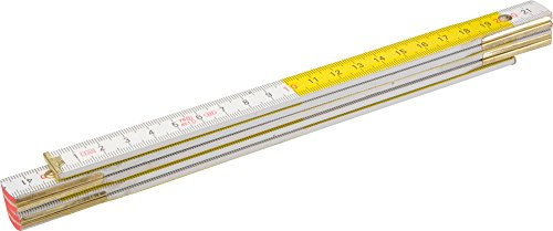 TOPEX 26C005 1 m Wooden Folding Rule - White/Yellow