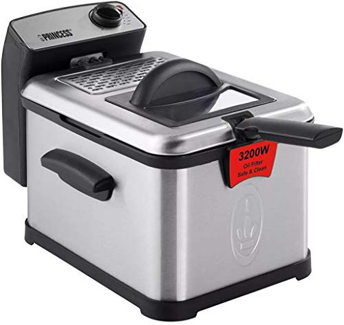 Friteuse Superior Deep Fat Princess 183002 – Zone cool et filtres de sécurité – Puissance de 3 200 W – 4 litres