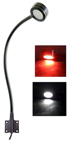 BiNFU Marine 12v Led White/Red Light, 20 inch gooseneck arm, dimmable Lamps, Flexible Reading Chart Light for Boat, Rv, Caravan