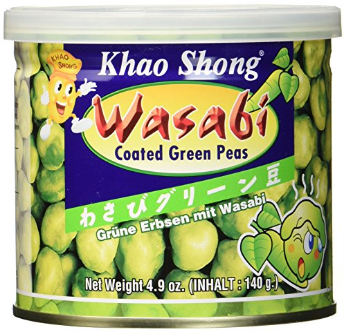 Khao Shong - Grüne Erbsen im Teigmantel umhüllt mit Wasabi Geschmack - Scharfer Asia Snack & Knabberartikel aus Thailand - 12 x 140 g