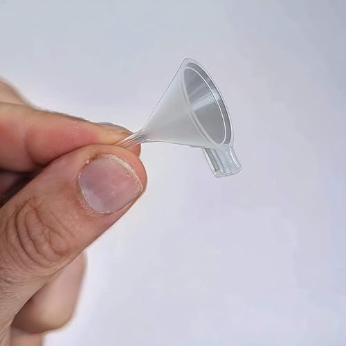 3 x Very Small (Tiny) Food Safe Plastic With Very Narrow Spout Funnels 2.1cm Mouth (Internal) Diameter Filling Funnel for Atomizers & Small Bottles & - E-Liquids - Precision filling