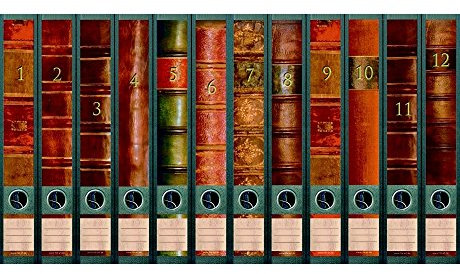 File Art - Ordnerrücken Design Etiketten - Motiv Folio für 12 schmale Aktenordner als Kollektion FA-AJ609+610