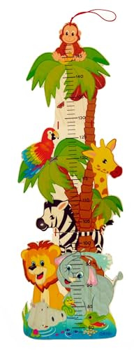 Hess Holzspielzeug 14626 - Messlatte aus Holz für Kinder, Serie Dschungel, handgefertigt, klappbar, geeignet für eine Körpergröße von ca. 80 bis 150 cm