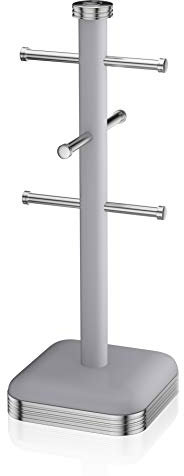 Swan SWKA1030GRN Retro 6 Cup Mug Tree, Weighted Base, 41cm, Grey
