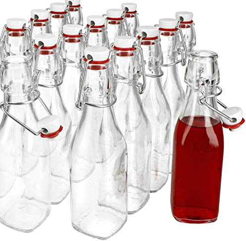 Bormioli 28er Set Glasflaschen Serie Swing mit Bügelverschluss 0,25 Liter | Ideal zum Befüllen mit selbstgemachten Ölen, Dressing, Saucen, Limonade, Kombucha und anderen Getränken