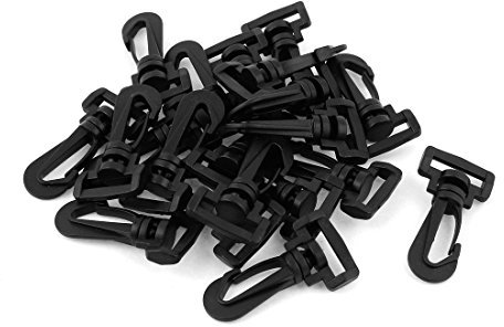 sourcing map 20 Stück Karabinerverschluss Plastik Tasche Gurt Drehgelenk Rotierende Karabinerhaken Buckle 20mm Schwarz