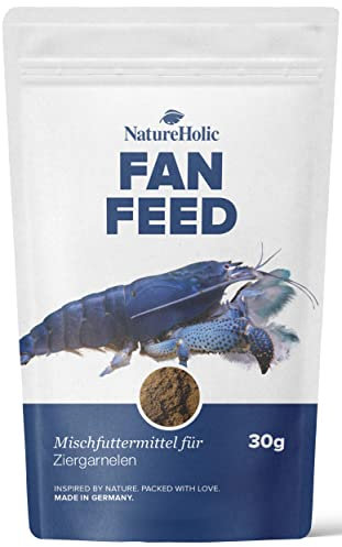 NatureHolic - Fächerfeed I Fächergarnelen Futter I Staubfutter speziell für Fächergarnelen I hohem Fettanteil 11% I Proteine von Wirbellosen, Mikrooganismen und Algen I 30g