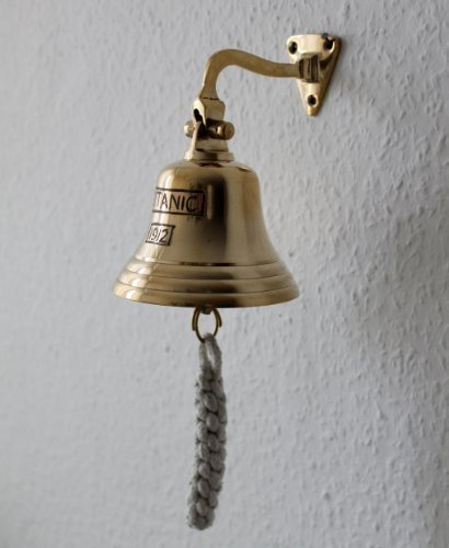 Glocke Messing poliert Schiffsglocke Ø ca. 10cm 440g Gravur TITANIC 1912