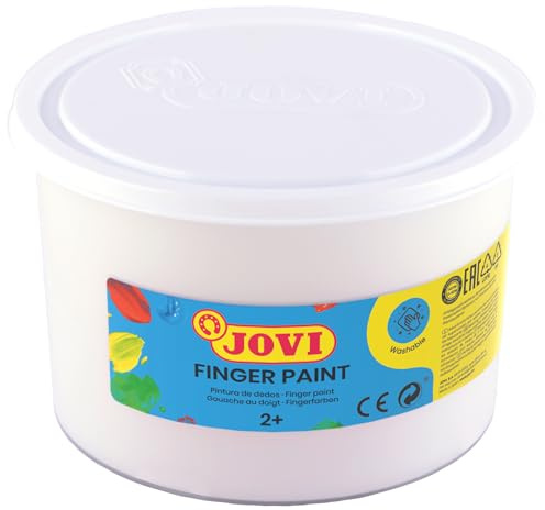 Jovi - Finger Paint, Fingerfärg, 500 ml, Färg Vit, 100% tvättbar, Baserad på naturliga ingredienser, Glutenfri (56101)