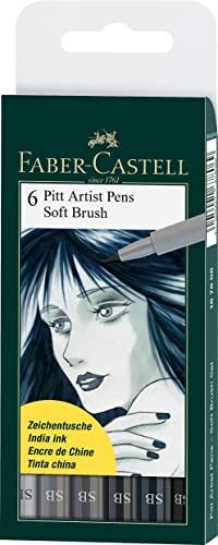 Faber-Castell 167806 - Tuschestift Pitt Artist Pen SB, 6er Set