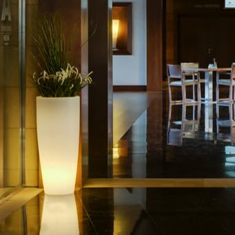 New Garden Pot de Fleur Lumineux en Polyéthylène, Blanc Transparent