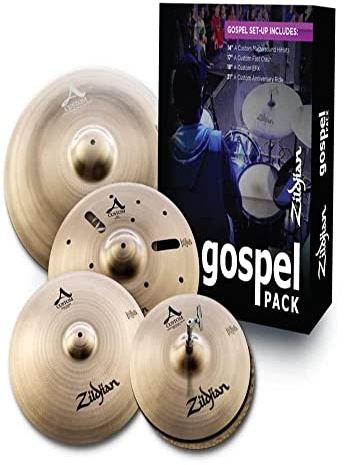 ZILDJIAN - AC0801G A Custom Gospel Cymbal Pack | Set piatti batteria professionale; crash; ride; hi-hat; suono brillante; lega B20; ideale per gospel; live; studio