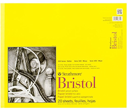 Strathmore 300 Series Tape Bound Bristol Pad, 100 lb. Vellum Surface, 14 X 17 inches, White, 20 Sheets (342-114)