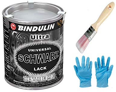 Universalschwarzlack 125 ml Dose Farbe: schwarz inkl.1 Pinsel von E-Com24 zum Auftragen (Schwarzlack matt-glänzend)