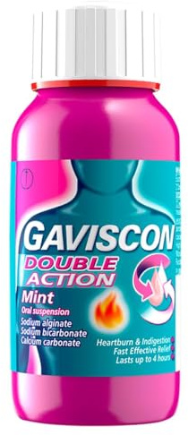 Gaviscon Double Action Mint Liquid 150 ml - Fast-Acting Heartburn, Indigestion, Acid Reflux Relief, Long-Lasting Antacid for Digestion & Nausea