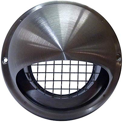 Airflow 100mm Edelstahl Wandhaube mit Lamellen & Vogelschutzgitter – Wetterfestes Lüftungsgitter für Zu- & Abluft – Inkl. Dichtmittel, Schrauben & Tropfkante