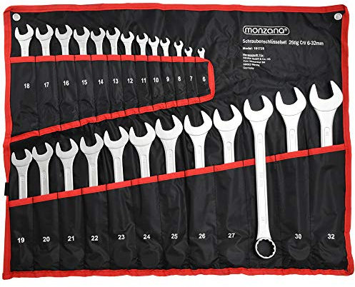 Monzana Set Chiavi Inglesi Combinate 25 pz 6-32mm Cromo Vanadio Chiave a Forchetta Fisse ad Anello